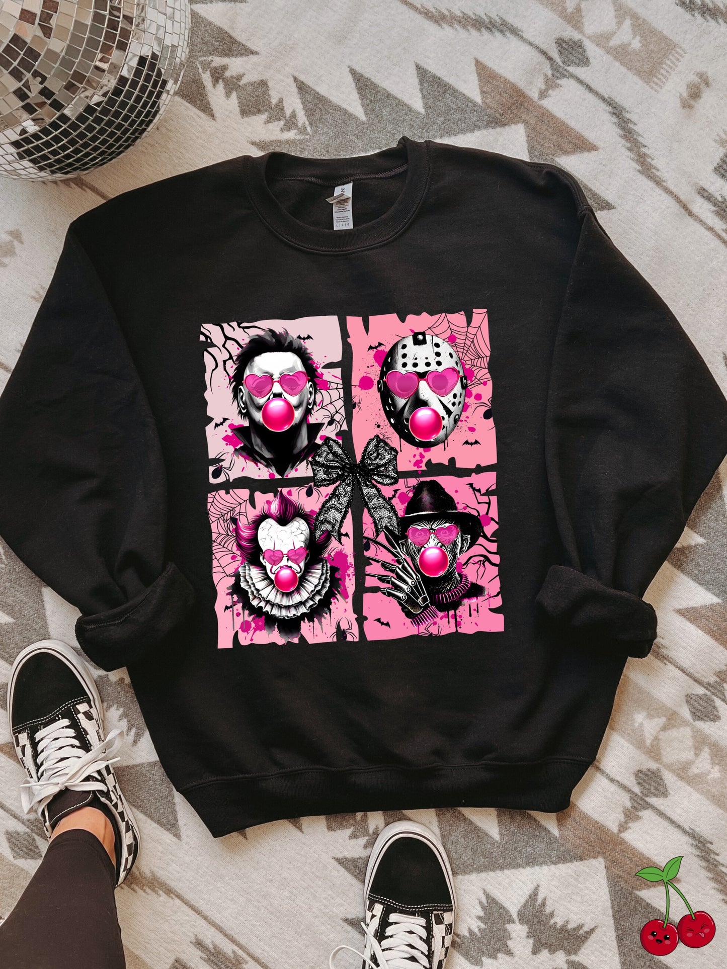 Bubble Gum Pink Halloween Crewneck Sweater