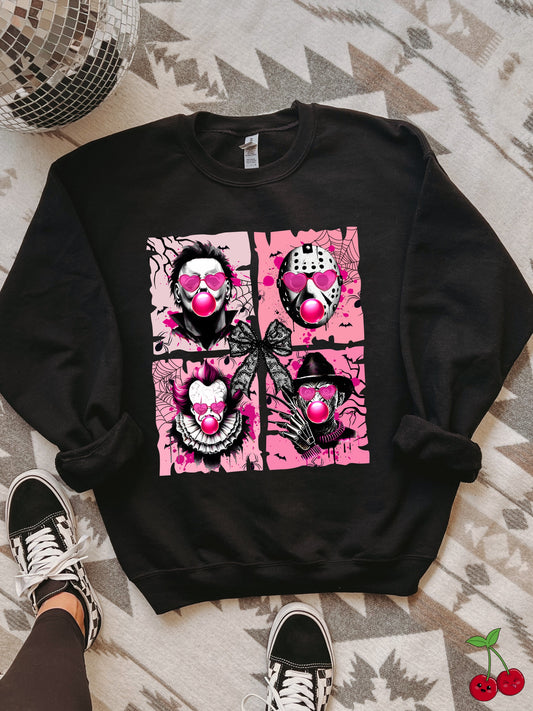 Bubble Gum Pink Halloween Crewneck Sweater